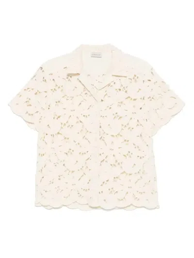 Moncler Makramee-hemd Mit Blumen In Neutrals