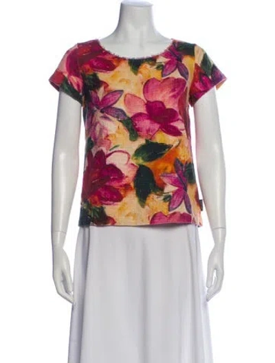 Pre-owned Moncler Floral Print Bateau Neckline T-shirt In Multi