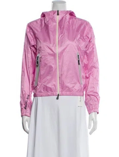 Pre-owned Moncler Floral Print Bomber Jacket In Pink