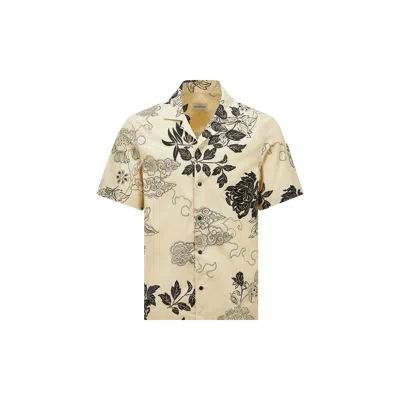Moncler Floral Print Cotton Shirt Beige
