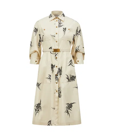Moncler Floral Print Cotton Shirt Dress