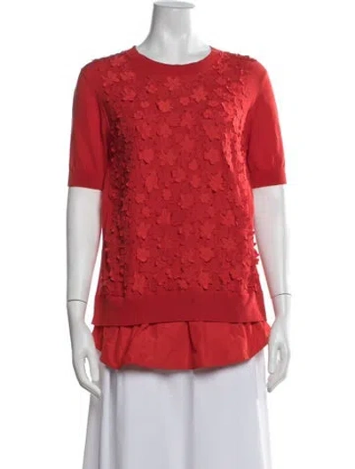 Pre-owned Moncler Floral Print Crew Neck Sweater In Red
