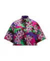 Moncler Cropped Floral-print Cotton-poplin Shirt In Black