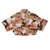 Moncler Floral-print Cropped Shirt In Brown