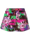 Moncler Multicoloured Floral Drawstring Shorts In Pink