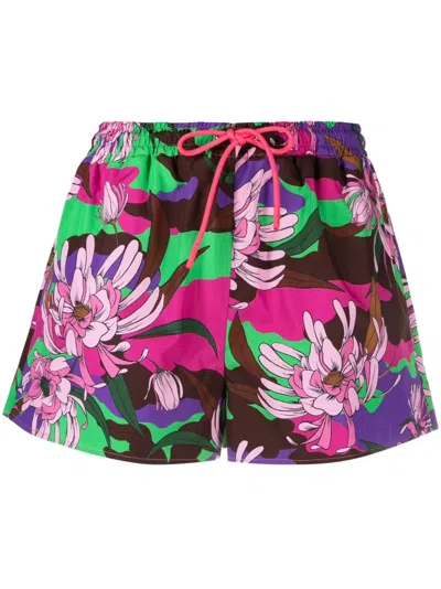MONCLER FLORAL-PRINT DRAWSTRING SHORTS
