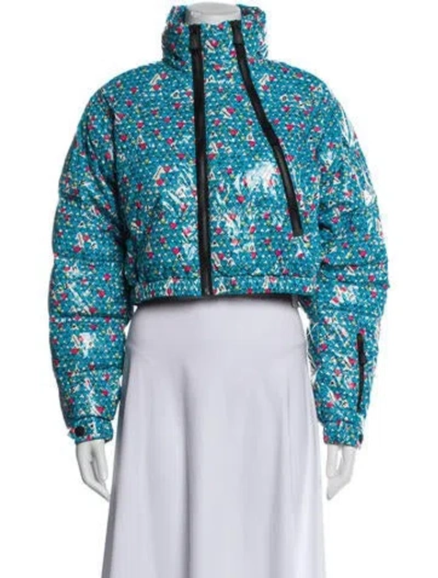 Pre-owned Moncler Floral Print Evening Jacket In Blue