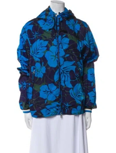 Pre-owned Moncler Floral Print Jacket W/ Tags In Blue