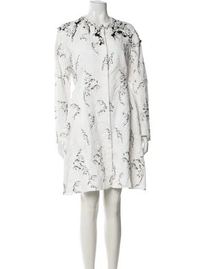 Pre-owned Moncler Floral Print Knee-length Dress In White