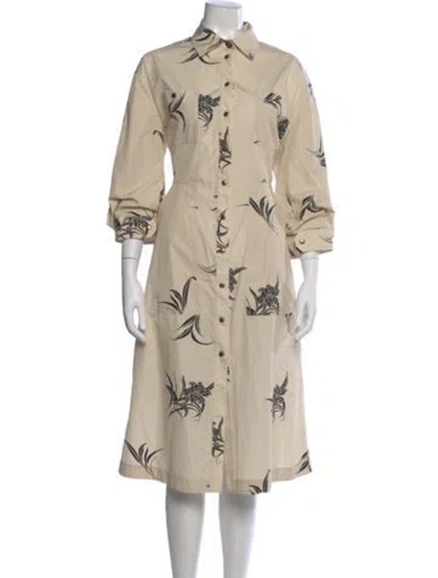 Pre-owned Moncler Floral Print Midi Length Dress In Neutral