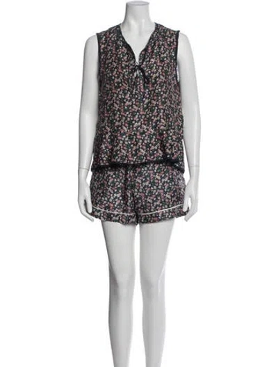 Pre-owned Moncler Floral Print Ruffle Embellishment Lounge Set In Multi