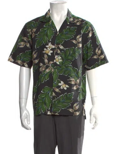 Pre-owned Moncler Floral Print Short Sleeve Shirt In Green