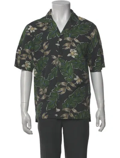Pre-owned Moncler Floral Print Short Sleeve Shirt In Green