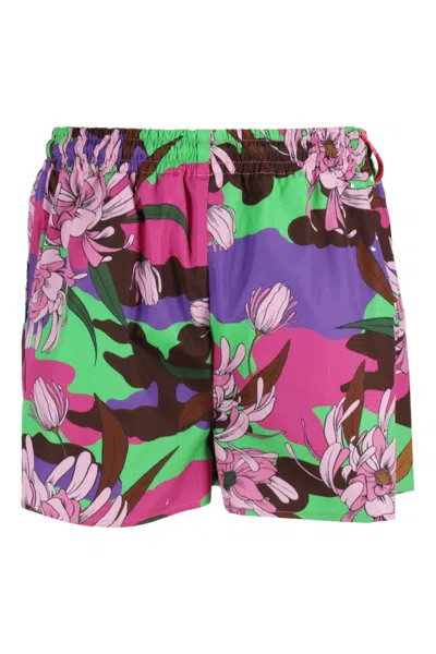 Moncler Floral Print Shorts In Multicolor