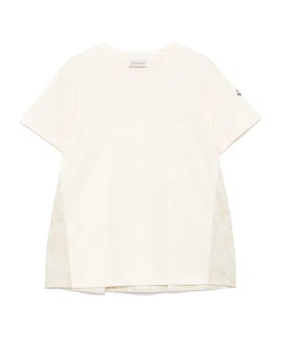 Moncler Floral-print T-shirt In Nude