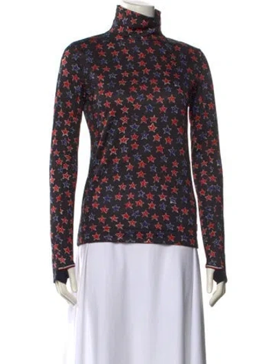 Pre-owned Moncler Floral Print Turtleneck Sweatshirt In Black