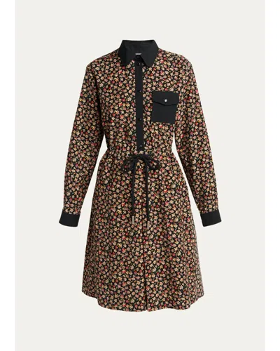 Moncler Floral Printed Corduroy Dress In Multi