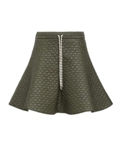 Moncler Floral Quilted Nylon Padded Mini Skirt In Green