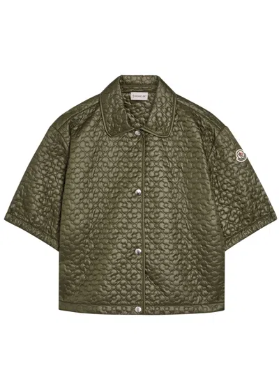 Moncler Floral-quilted Shell Shirt In Green