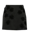 Moncler Satin Flower Embroidered Mini Skirt In Black