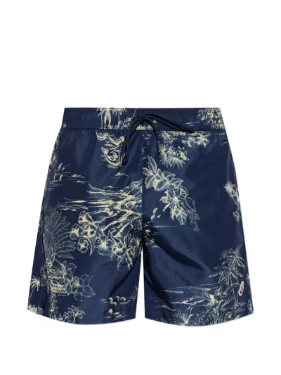 Moncler Floral-print Swim Shorts In Blue