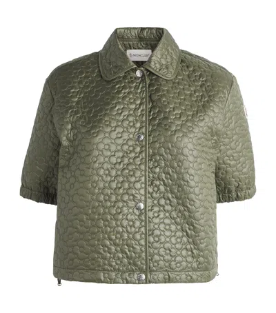 Moncler Floral-quilted Overshirt In Green