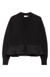 Moncler Cashmere Blend Cardigan Peplum Hem In Black