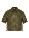Moncler Flower Quilted Short Sleeve Jacket In Green