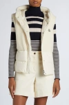 Moncler Floy Mixed Media Down Vest In Silk White