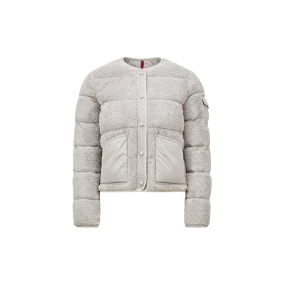 Moncler Floyrac Teddy Short Down Jacket Grey In Gray