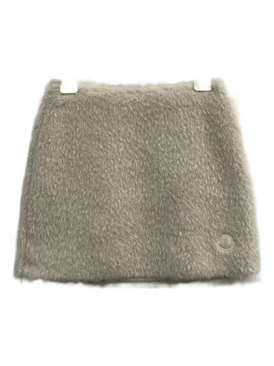 Moncler Fluffy Logo Patch Skirt In Neutral