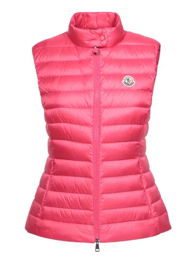 Moncler Fluo Fuchsia Nylon Igens Sleeveless Down Jacket In Fuxia