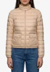 Moncler Women Lans Short Down Jacket L.beige In Brown