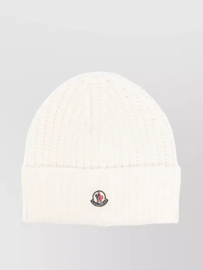 Moncler Folded Edge Knit Hat In White