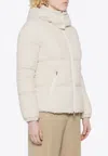 Moncler Doudoune Courte Fourmines En Tweed In Beige
