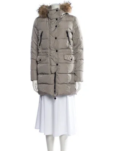 Pre-owned Moncler Fragon Nylon Down Coat In Neutral