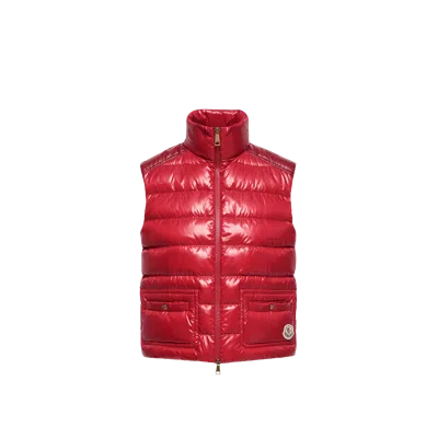 Moncler Frelon Down Vest, Women, Red, Size: 1 In Animal Print