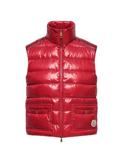 Moncler Frelon Down Vest High Collar Pockets In Red