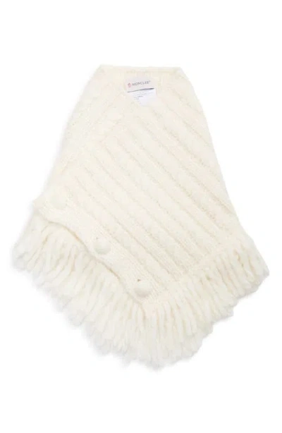 Moncler Fringe Alpaca & Wool Blend Cabled Rib Scarf In Neutral