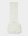 Moncler Fringe Cable-knit Scarf In White