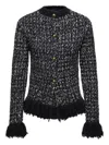 Moncler Fringe-trim Wool Blend Sweater In Black