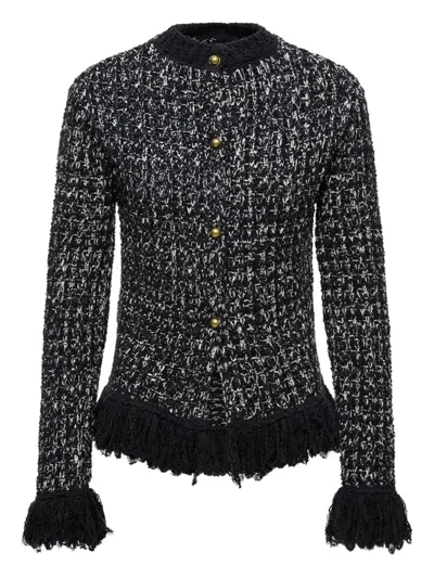 MONCLER FRINGED BUTTON CARDIGAN