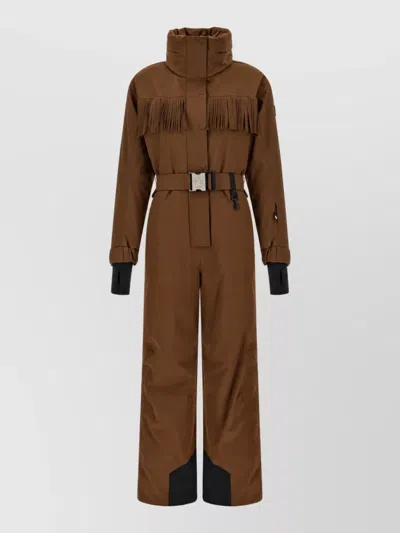Moncler Fringed Ski Suit In Brown