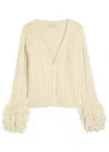 Moncler Fringed Wool-blend Cardigan In Neutral
