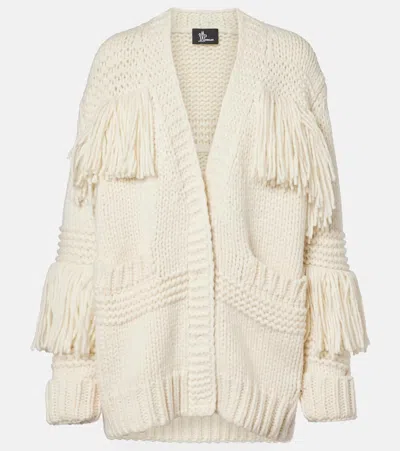 Moncler Fringed Wool-blend Cardigan In White
