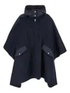 Moncler Front-pocket Hooded Cape In Blue