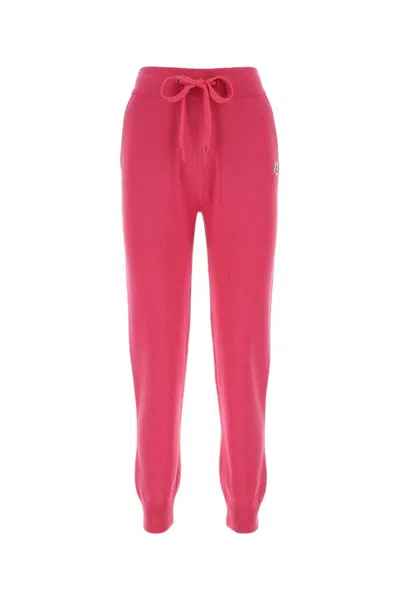 MONCLER FUCHSIA EMBROIDERED LOGO JOGGERS