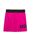 Moncler Fuchsia Pleated Skirt With Contrasting Logo Print In Fabric Girl In Fuxia