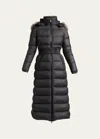 Moncler Fudson Long Down Jacket In Black