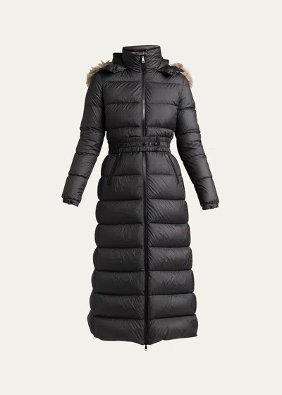 Moncler Fudson Long Puffer Coat In Black